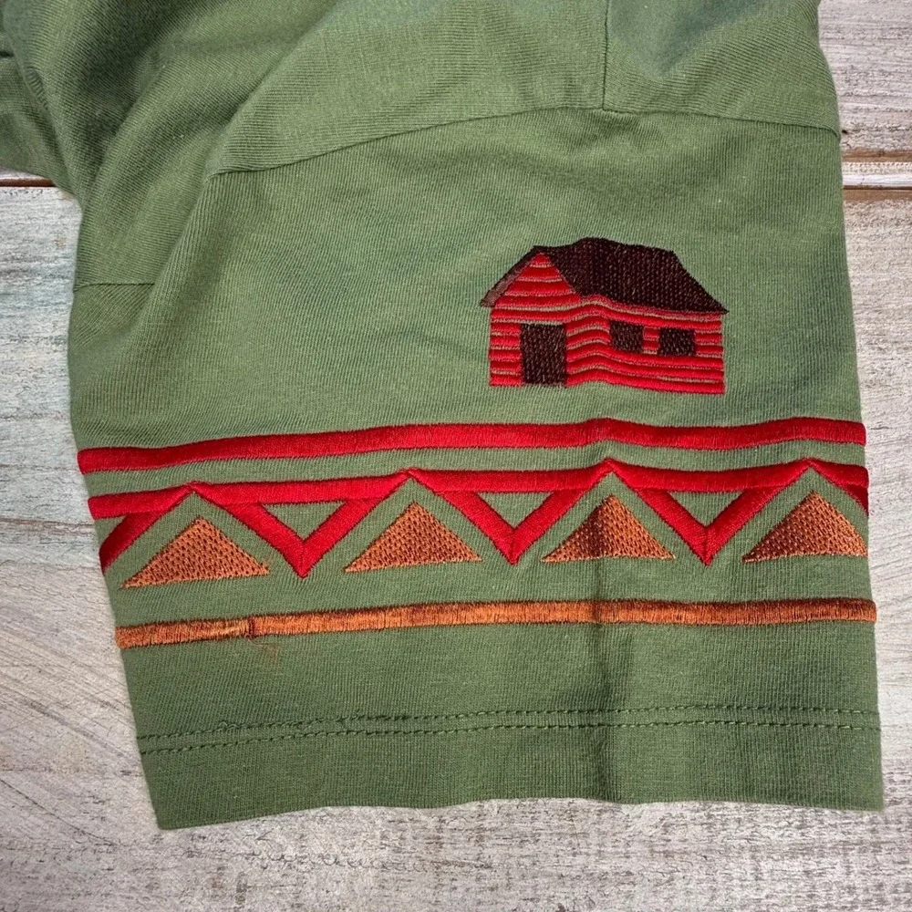 Michael Simon Lite Womens Green Embroidered Camp Cabin Maxi Dress Cardigan Set L